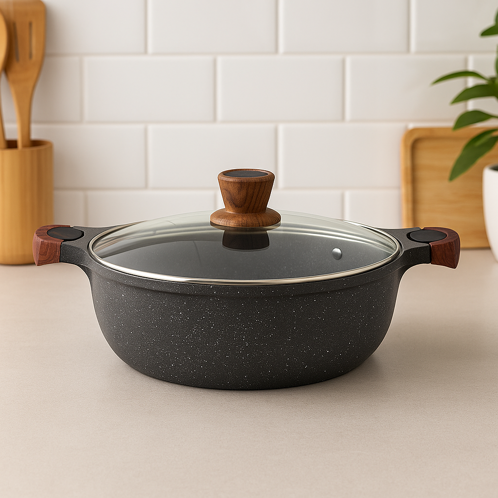WT-SP003 Noir Haute Termperature Peinture Forgée Casserole Marmite